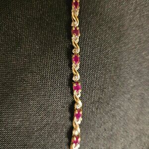 10K Gold Ruby and Diamond Tennis Bracelet